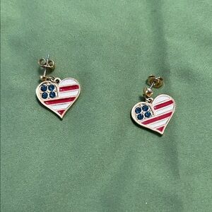 Avon "Heart of America" gold-tone, red and white enamel, and blue rhinestone